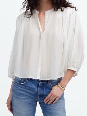 Madewell Shirred Voile Button-Up Top